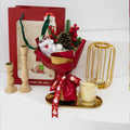 UKIQUEEN Christmas Gift Red Artificial Christmas Bouquet with  Snowman Plush Pine Cone Christmas Holly