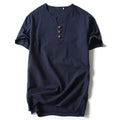 Summer New Design Hemp T-shirt Loose Short Sleeve Eco-friendly Hemp Cotton Clothing Button Men's T Shirt