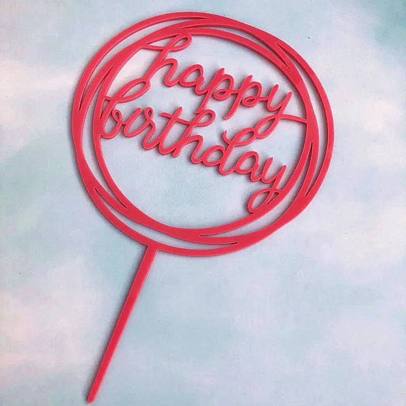Elegant Acrylic Cake Sign Simple Round Shape Happy Birthday DIY Dessert Baking Topper for Birthday Cakes and Special Events