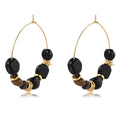 Premium Original Design Trendy Brass Hoop Earrings with Irregular Natural Stone Beads for Unisex Party Jewelry Gifts Customized