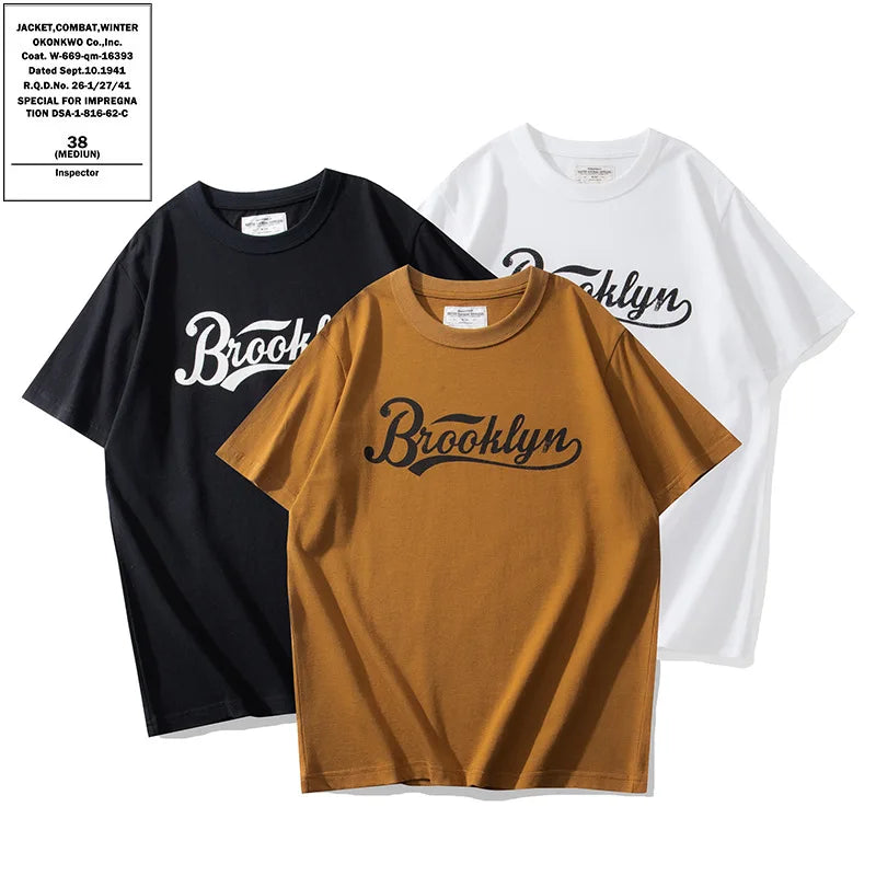 Men's Vintage Summer 100% Cotton Jersey T-Shirt Casual O-Neck Collar Thick Short Sleeve Oversized Fit Letter Print OEM Wholesale