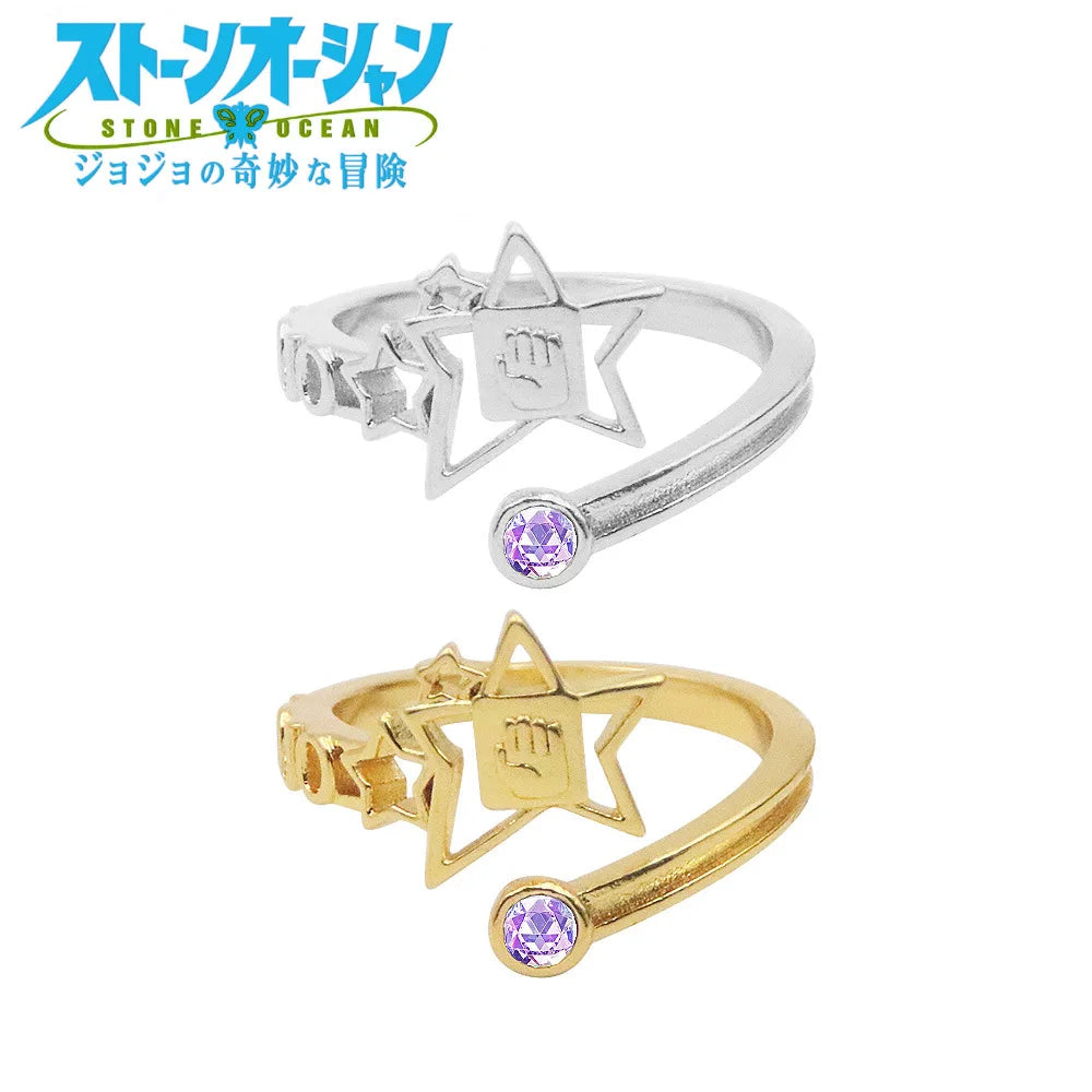 Cartoon Kujo Jotaro Cosplay Purple Diamond Ring JoJo Bizarre Adventure Stone Ocean Ring