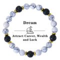 2025 New Fashion Essential Oil Stone Beaded Yoga Jewelry White Howlite Lava Rock Stone Diffuser Dream Bracelet for Women Men
