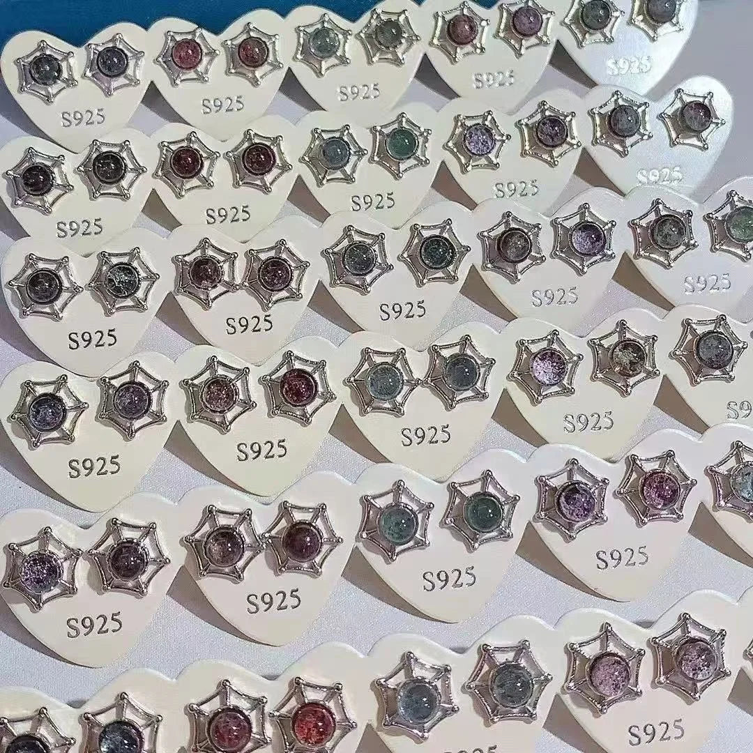 Spiritual Crystal Healing Stone Natural Garden Quartz 925 Sterling Silver Needle Stud Earrings for Anti Stress and Anxiety