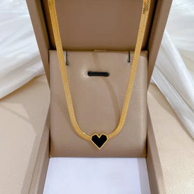Fashion Gold Stainless Snake Chaine Pour Femme Necklace Jewelry Vintage Black Heart Titanium Steel Necklaces for Women Girls