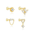 Vintage Textured Zircon 925 Silver Heart Tassel Daily Piercing Earring