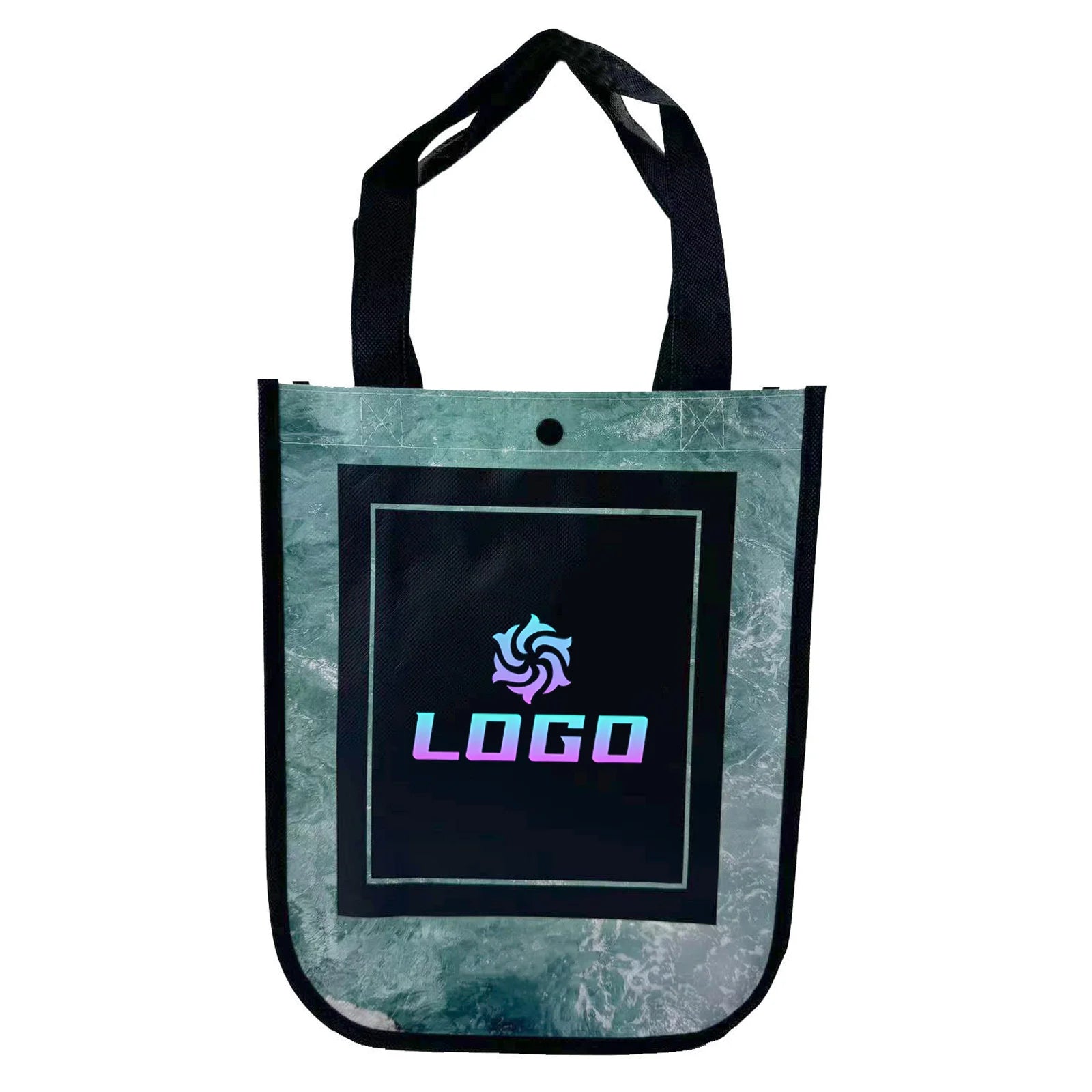 Custom Logo Lemon Durable Eco-Waterproof PP Laminated Non-Woven Tote Shopping Bag with Curved Corners and Letter Style