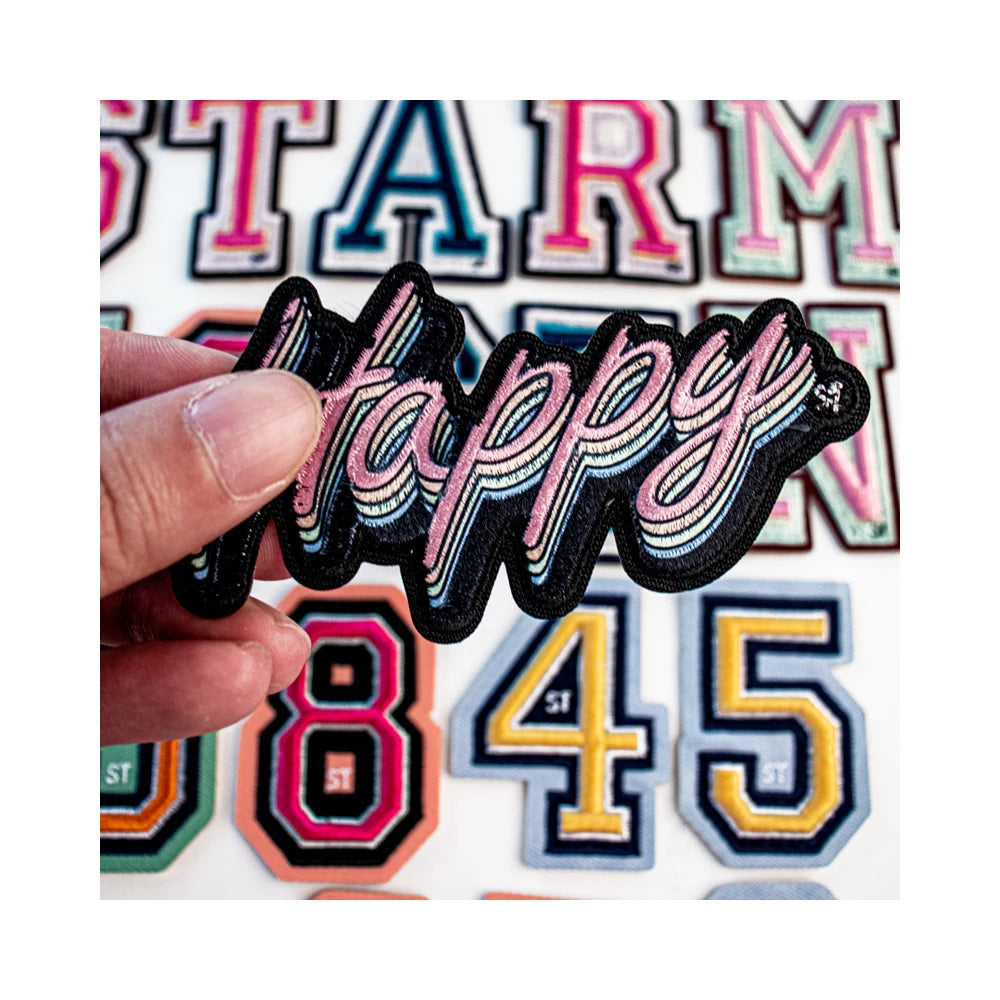Custom 3D Embroidered Patches Iron-on Logo Baseball Clothing Labels Bonnets Chenille Felt PU Customized Embroidered Patches for