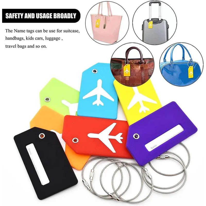 Personalized Silicone Waterproof ID Tags with Metal Loop-Durable Bag Name Labels for Suitcases & School Backpacks