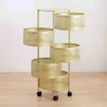 Kitchen Circular Rotation Multilayer Foldable Multifunction Metal Storage Rack with Lacquer Finish for Tools & Food