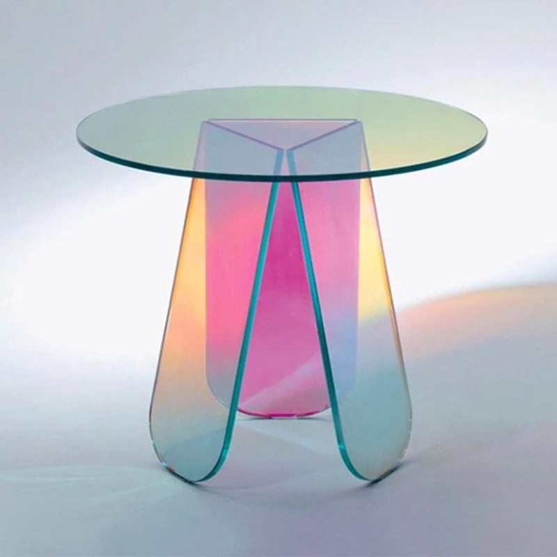 Nordic Colorful Coffee Table Balcony Small Round Acrylic Transparent Table Round Corner Balcony Sofa Table
