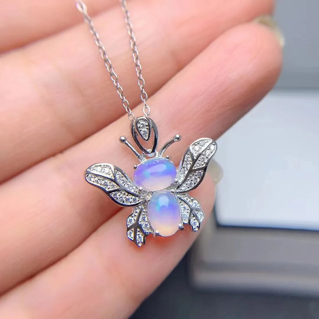 Hot Popular Women's Geometric Vintage Necklace Set Natural Opal 925 Sterling Silver Rhodium Gold for Gift GIA Certified Jewelry