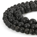 Wholesale Bulk Sale Healing Chakra Stone Jewelry Beads Round Loose Grade a Natural Black Volcanic Lava Beads for Bracelet Making