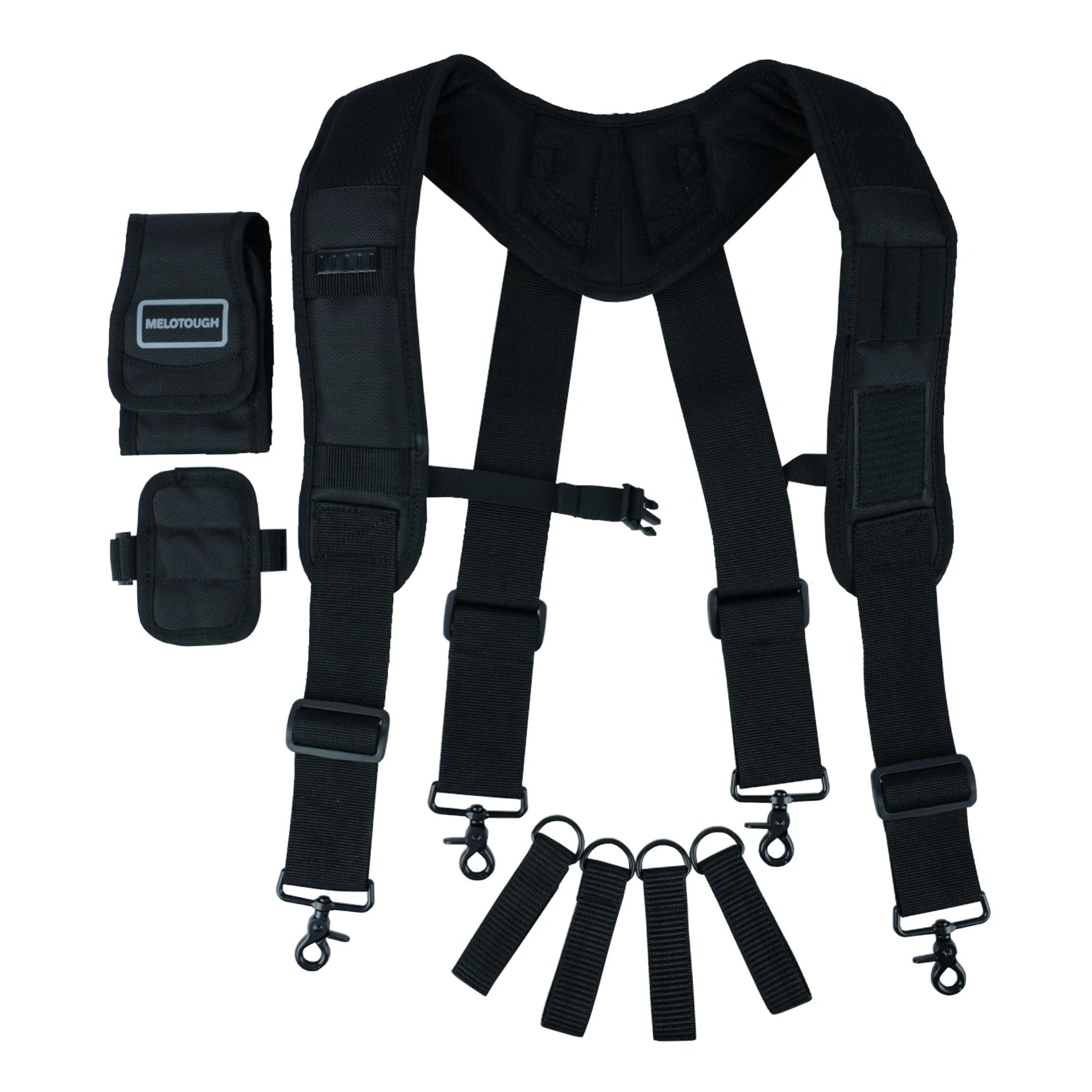 MELOTOUGH Black Heavy Duty Tool Belt Suspenders Adjustable Size Padded Suspenders