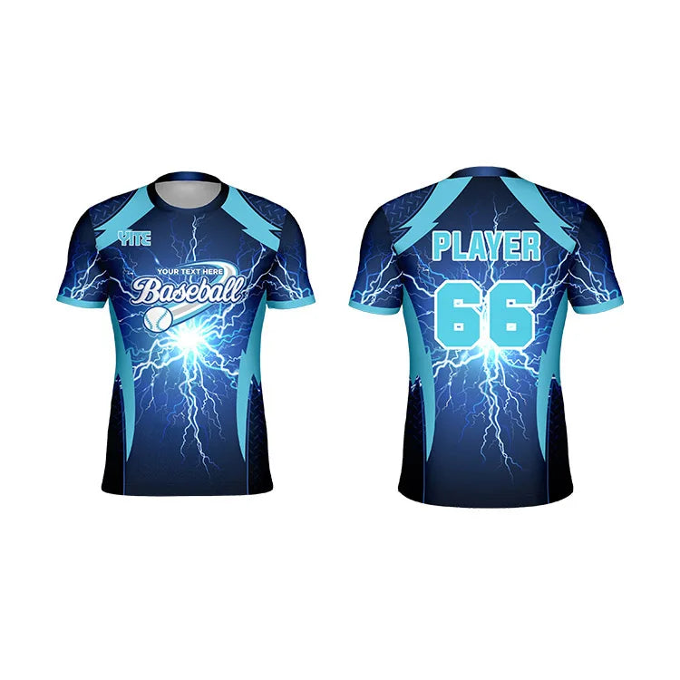 Custom Logo Blue Breathable Plus Size Baseball Jersey Personalized Shirts Uniform for Boys 100% Polyester