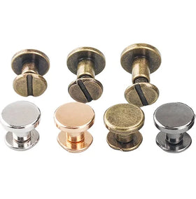Brass Flat Slotted Head Double Cap Rivet Chicago Binding Screws Leather Belt Rivet