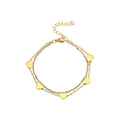 Women's Dual-Layer Stainless Steel Heart Love Bead Chain Charm Bracelet Gold Plated Trendy Fashionable Gift Mother's Day QYRY