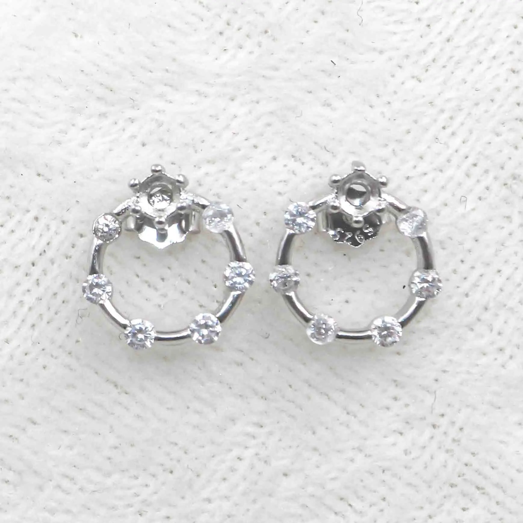 Sterling Silver 3*3mm Semi Mount Stud Earrings Empty Support Blank Claws Setting S925 Base Without Center Stone for DIY Inlay