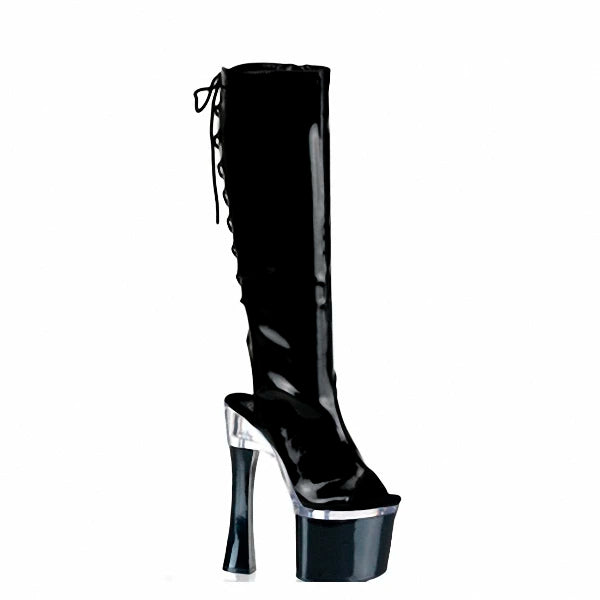 quality square round Coarse Heel head high heels 18cm fashion boots Stripper customized Fashion model stage perform ankle boot