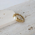 New Stainless Steel 18K Gold Plated Women Ring Polished Trapezoid Chunky Open Rings
