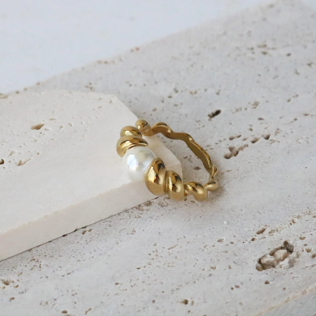 New Stainless Steel 18K Gold Plated Women Ring Polished Trapezoid Chunky Open Rings