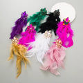 Risingmoon Garment Accessory Beading Applique Earring Shiny Vintage Rhinestone Long Tassel Feathers Earrings for Party Women