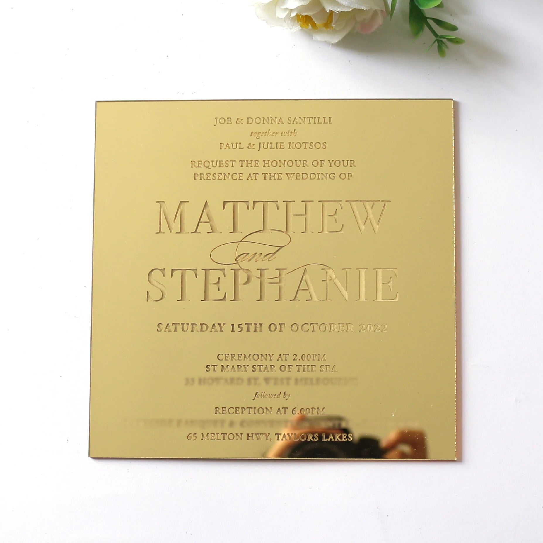 Thank You Cards Factory Custom Wholesales Gold Mirror Acrylic Card Customized Logo Birthday Greeting Card  Design Engraved Text