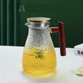 Glass Pitcher Water Carafe or Jar with Handle and 304 Stainless Steel Metal Lid for Kitchen and Table