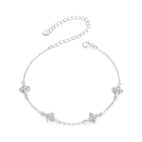 925 Sterling Silver Simple Exquisite Sparkling Bracelet Stars Zircon Adjustable Chain for Woman Party Fine Jewelry BSB158