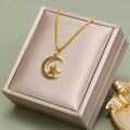 Newest Waterproof Non Tarnish Trendy 18K Gold Moon and Star Necklaces Stainless Steel Moon Necklace for Women