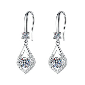 Women's Premium Sense 925 Sterling Silver Hook Moissanite Earrings Water Drop 1 Carat Moissanite Earrings for Women