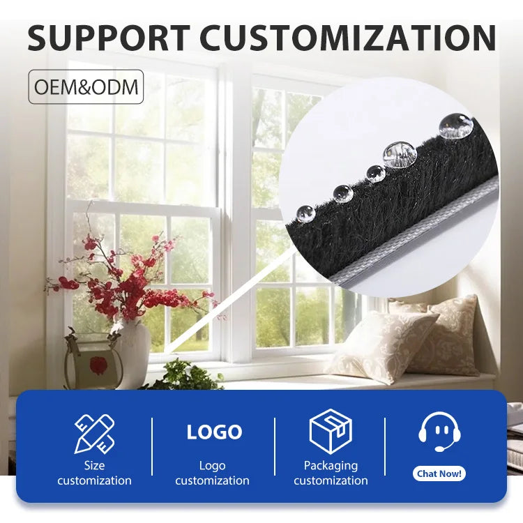Hot Selling Sliding Screen Brush Seal Between Double Front Door Felt Weather Strip for Sliding Glass Doors