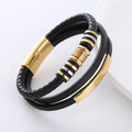 Fashion Jewellery Wholesale Stainless Steel 18k Gold Plated Blank bar Men Leather Bracelet