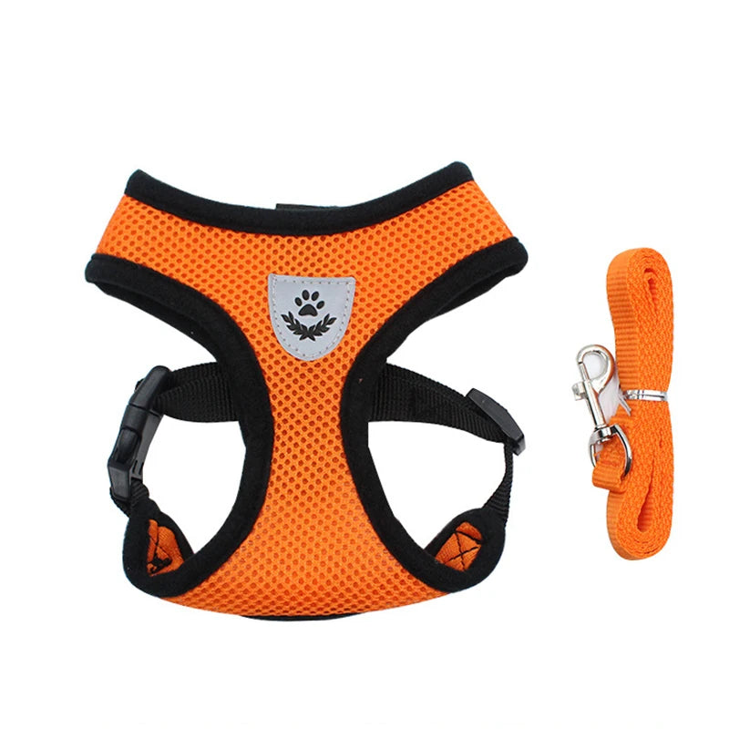 Breathable Nylon Traction Rope Dog Harness and Leash Set
