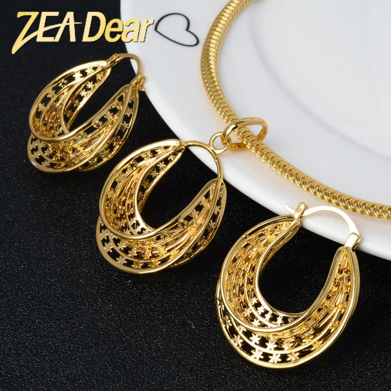 Good Quality Jewelry Sets 18k Gold Plated Cheap Necklace and Earrings Jewelry Set