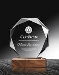 Wholesale Optical Glass Medal Award Trophies Wooden Base Crystal Trophy Blank for Personalized Souvenirs Gifts