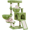 Large Green Cat Tree Tower Cozy Cat House with Padded Bed Condo Hammocks Sisal Scratching Posts Modern Cute Classic Style