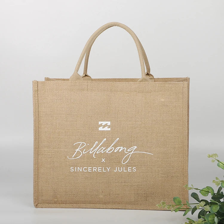 Customized Jute Gift Tote Bags Natural Wholesale Organic Linen Sac Fourre-tout En Jute Cotton Linen Tote Bag Custom Printed