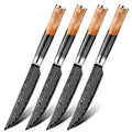 High-end Damascus Steak Knives Kitchen Damascus Steel 4 Pcs Steak Knife Set With Wood Handle Restaurants Home