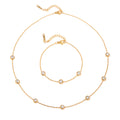 Waterproof 18K Gold Plated Stainless Steel Bracelet Jewelry Set Mulit Round Cubic Zirconia Choker Necklace