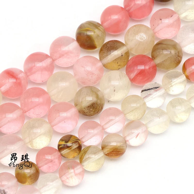 Wholesale Round Smooth Watermelon Quartz Crystal Glass Beads 4-12mm Loose Watermelon Glass Beads for Jewelry Making
