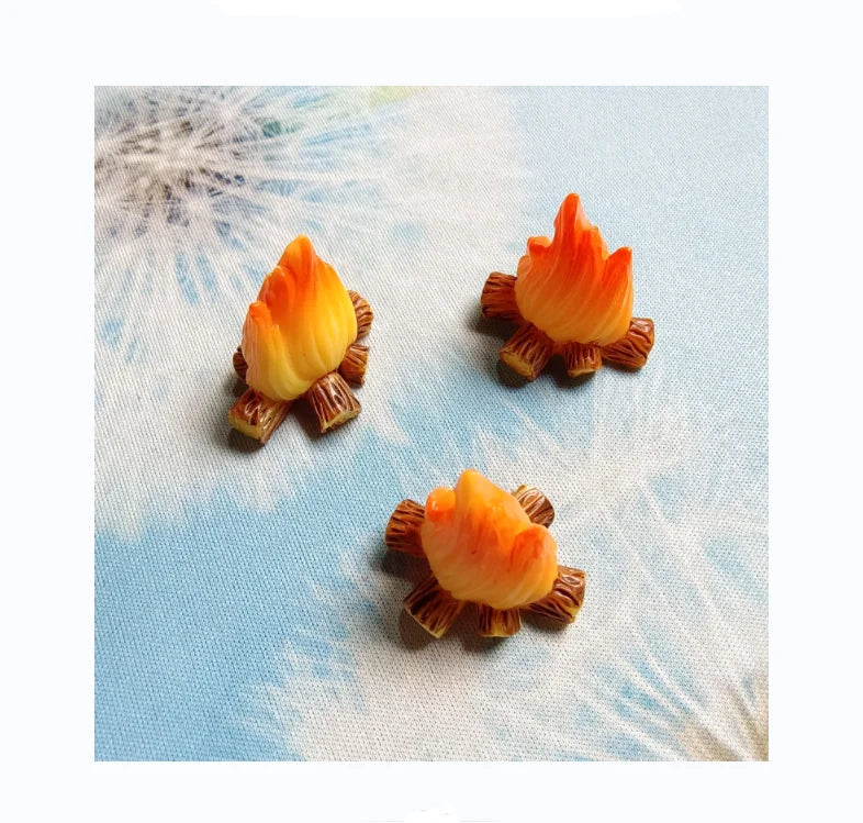 3D Campfire Model Resin Fire Flame Artificial Miniatures Micro Fireplacelandscaping Mini Log Miniature Ornament
