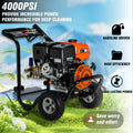 Hand Start AR Pressure Pump Gasoline High Pressure Washer 4000PSI/275Bar 190F 420cc Portable Petrol Cleaner for Park Garden Car
