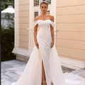 2025 Cover Skirt Wedding Dress Elegant and Demure Organza Split Detachable Bridal Dress