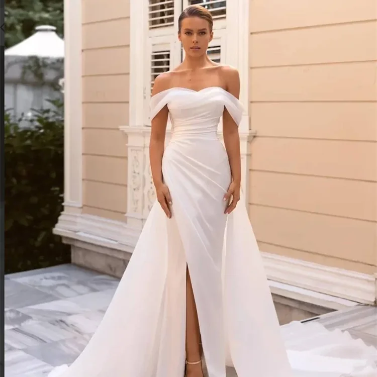 2025 Cover Skirt Wedding Dress Elegant and Demure Organza Split Detachable Bridal Dress