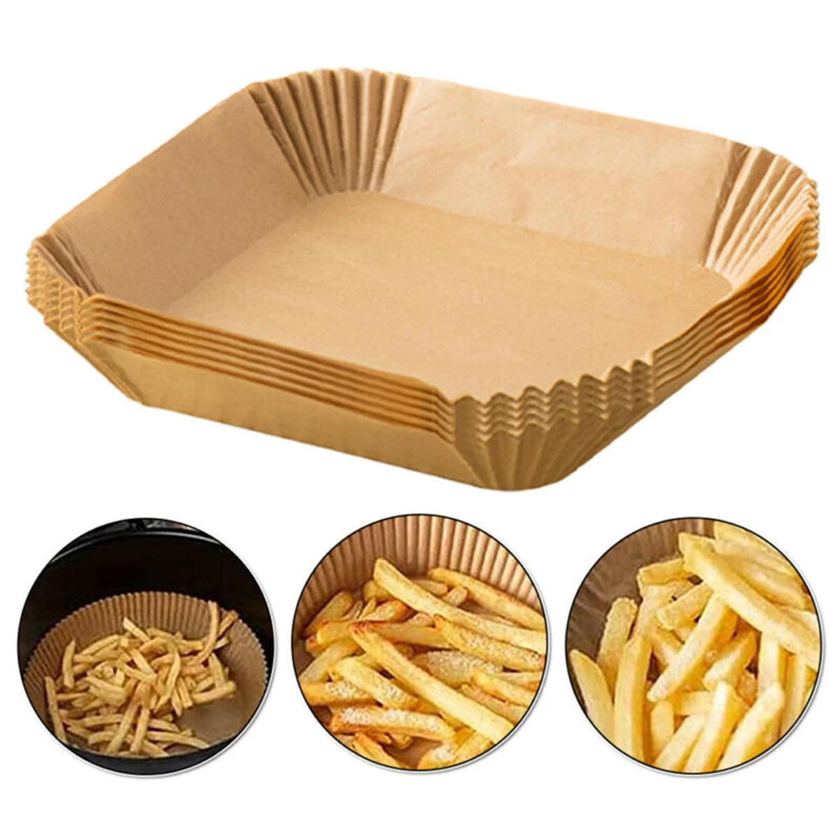 50pcs Square Air Fryer Disposable Paper Non-Stick Baking Parchment Paper Oil-proof WaterProof