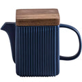 Custom Logo Square Straight Grain Coffee Cup Set With Wood Cover Creative Ceramic Tea Set With Saucer