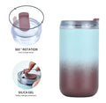 Stainless Steel Coffee Tumbler 300/400ml Insulated Mug with Gradient Color Double Wall & Leak-Proof Transparent Lid