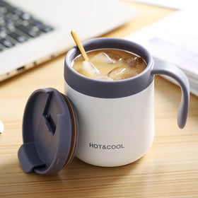 Hot Sales Stainless Coffee Cup 350ml Double Wall Insulated Coffee Mug With Handle and Lid Vacuum Coffee Tumbler BPA Free