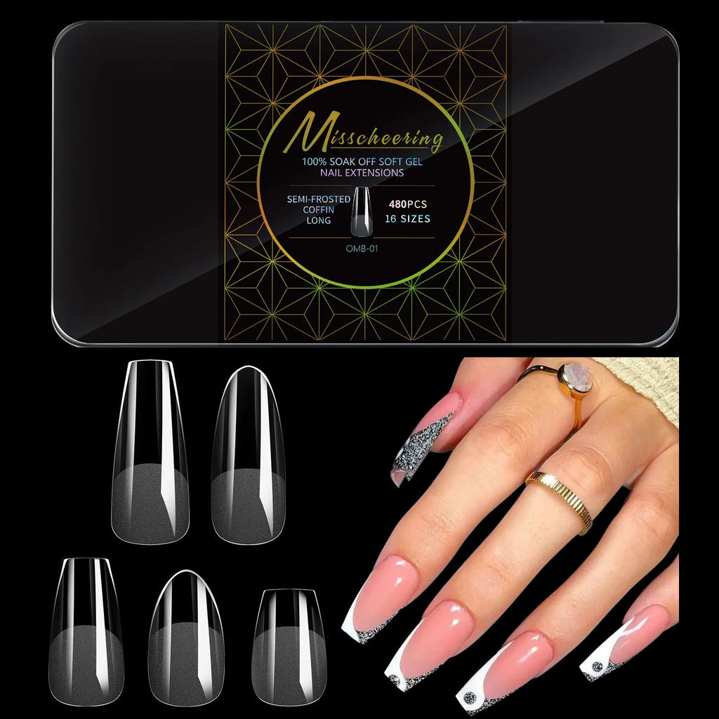 Hot Selling 480pcs European and American Transparent armor Sheets Traceless Box Nail Tips